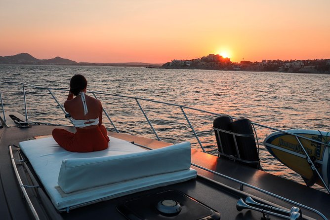3Hr Private Yacht Cruise in Cabo As if you were aboard your own Private Yacht.Al - Santa Maria Beach for about an hour: paddleboard and swim time