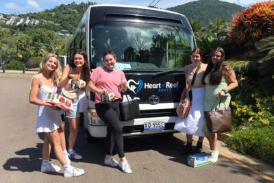 Airport Transfer to Shute Harbour / Renta Yacht / Freedom Shores - Inside the shuttle: air-con, luggage trailer, and what you’re paying for