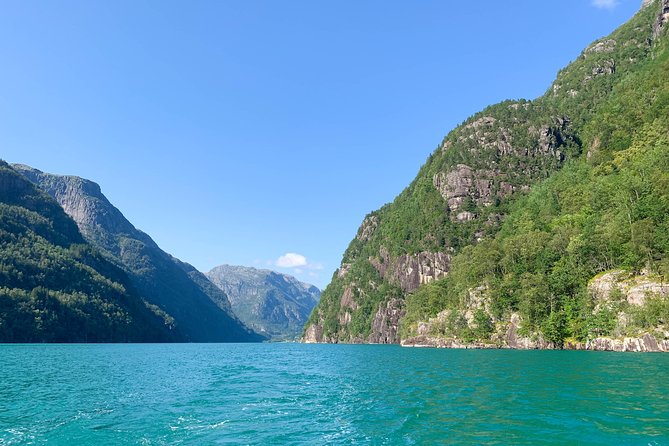 Bergen to Hardangerfjord VIP car + private yacht Fjord cruise - Fyksesundet, close-up falls, and the suspension-bridge moment