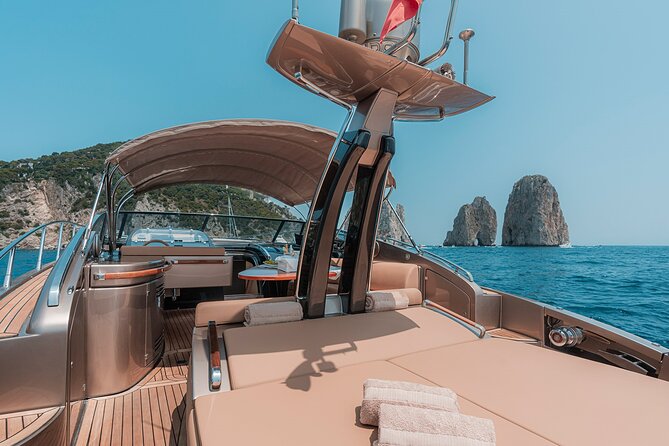 Capri private luxury yacht cruise from sorrento on Riva rivale 52 - Grotta Verde and Punta Carena: emerald water scenes without the hassle