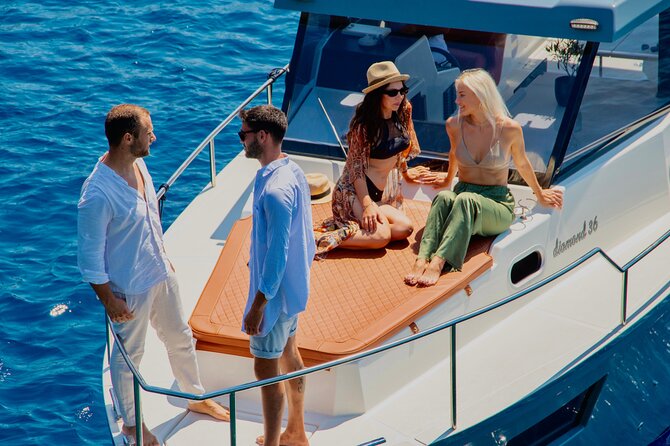 Diamond 36 Private Motor Yacht Caldera Cruise - Entering Santorini by Boat on a Diamond 36 Motor Yacht