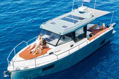 Diamond 36 Private Motor Yacht Caldera Cruise - The Thirassia Pass-By: A Calmer View Before the Swimming