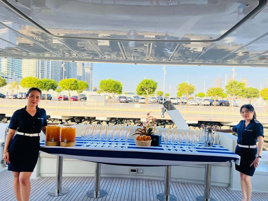 Dubai: 52ft Private Luxury Yacht Experience - The drink setup and onboard music that keeps things easy