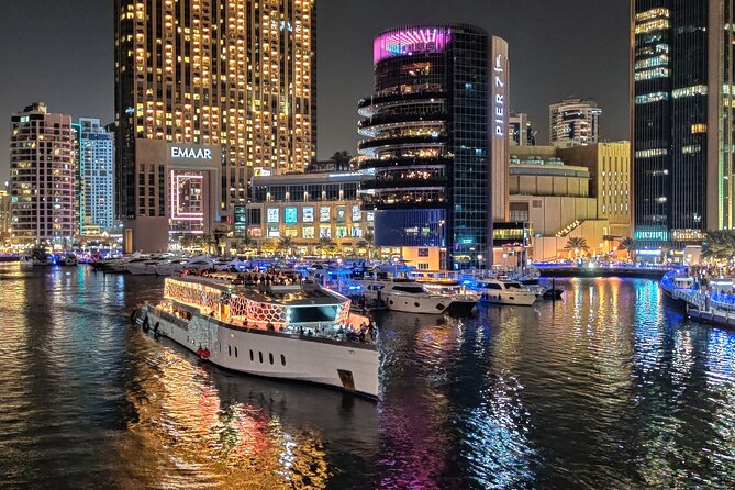 Dubai: Lotus Mega Yacht 3-Hours Dinner Cruise Tour - Lotus Mega Yacht: a slick way to do Dubai Marina after dark