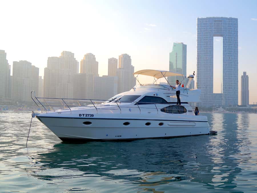 Dubai: Luxury Private 50 FT Yacht Cruise + Optional Sushi - Deck comfort and onboard basics: sunbeds, shade, bathrooms, and showers