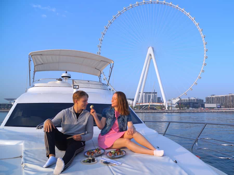 Dubai: Luxury Private 50 FT Yacht Cruise + Optional Sushi - Safety and rules: what you need to know before you board