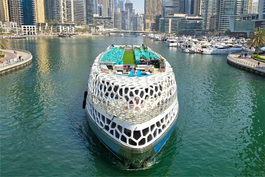 Dubai: Mega Yacht Dinner Cruise with Buffet - The route you’ll follow: Dubai Marina to Ain Dubai and toward Atlantis