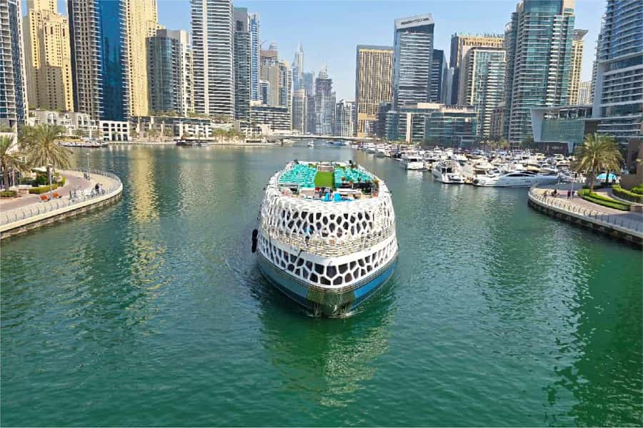 Dubai: Mega Yacht Dinner Cruise with Buffet - Lotus Royale, decks, and where you’ll actually spend your time