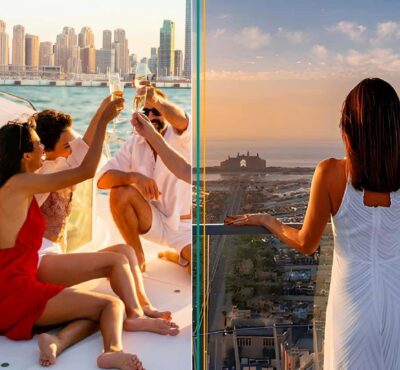 Dubai: The View At The Palm Ticket & 1.5 Afternoon Yacht - Indoor gallery, outdoor terrace, and your photo strategy