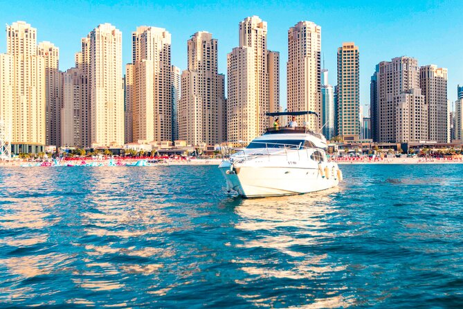 Dubai Yacht Rental - Book 58 ft Private Yacht up to 28 persons - The view experience: landmarks, sun time, and the sound system advantage