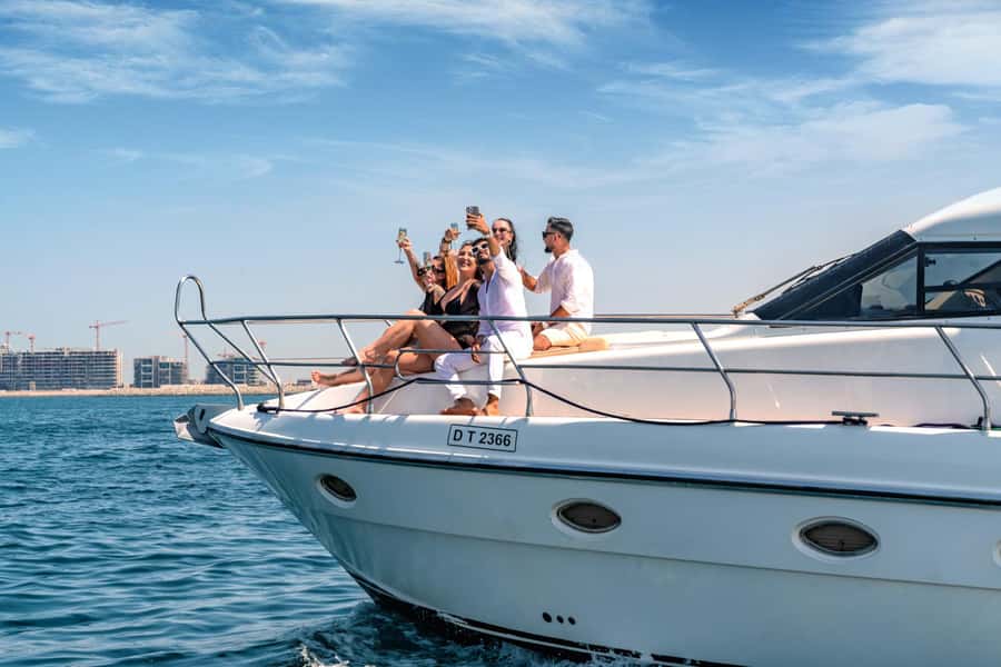 Dubai Yacht Tour - Boat Trip upto 12 guests Private event - The yacht setup: Wi‑Fi, towels, sound system, and space that works