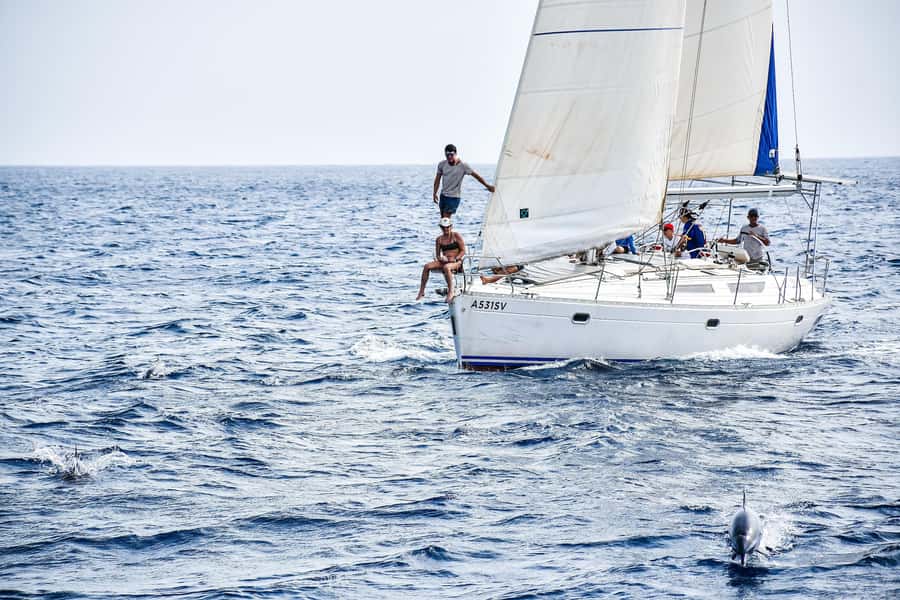 Half-Day Sailing Yacht Adventure in Sal Island - 3 hours - Getting on the boat: sailing yacht Lucy and a small-group vibe