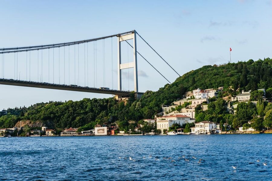 Istanbul: Bosphorus Sunset Cruise on a Luxury Yacht - Two bridge spans and the forts: Big engineering, big views