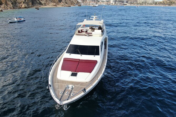 Luxury Yacht Charter in Cabo San Lucas - Ferretti 88ft. - Medano Beach Anchor Time: Swim, Snorkel, Water Toys, and Food
