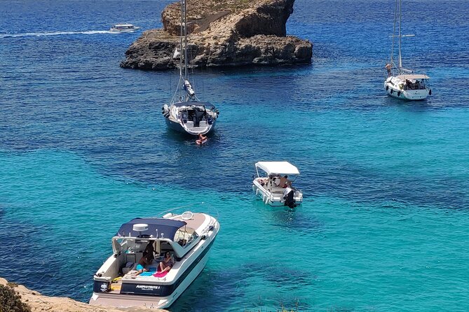 Private Yacht Charter in Malta, Gozo & Comino - Full Day - Comino Swim Time: Blue Lagoon, Crystal Lagoon, and Santa Maria Bay