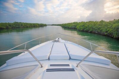 Private Yacht Rental Sea Ray 46ft Cancun 23P3 - What Happens Onboard: Help Getting In, Shade to Rest, and Music