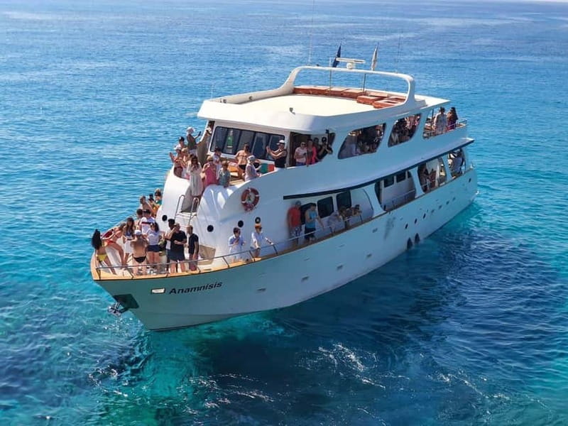 Protaras: Luxury Yacht Cruise with slide, BBQ Lunch & Drink - Blue Lagoon and Ayia Napa: lunch, snorkeling time, and the main swim mood
