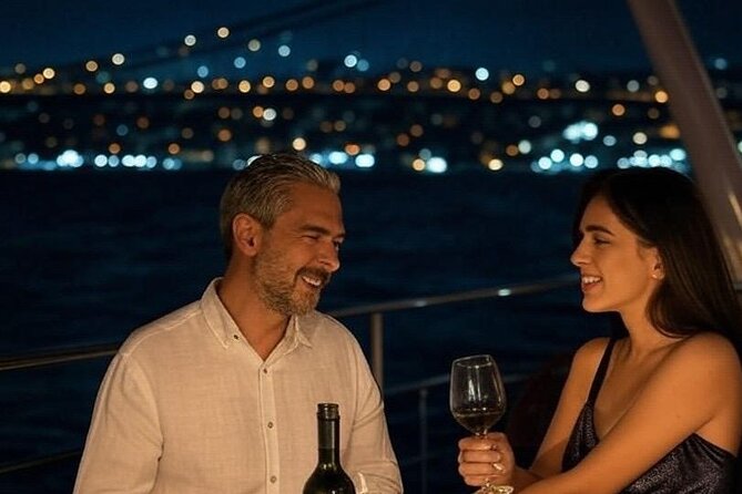 Romantic Night Cruise Live Violinist - Bebek and the Fatih Sultan Mehmet Bridge: The Skyline Gets Wider