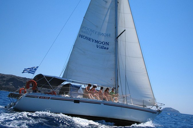 Santorini Oia: Private Sailing Yacht Cruise with Meal and Drinks - Nea Kameni: your main swimming and snorkeling stop, plus the lunch moment
