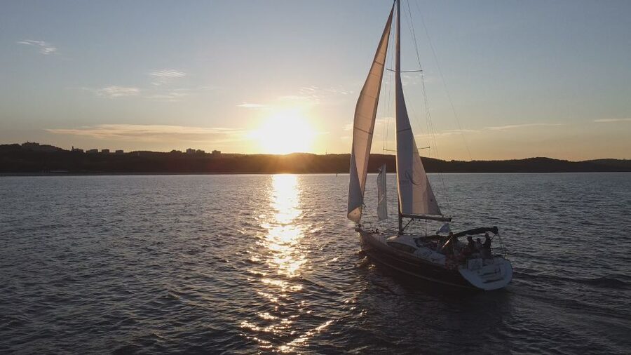 Sopot: Sunset Yacht Cruise with Welcome Drink - A Modern Sailing Yacht With Two Decks (and Toilets)
