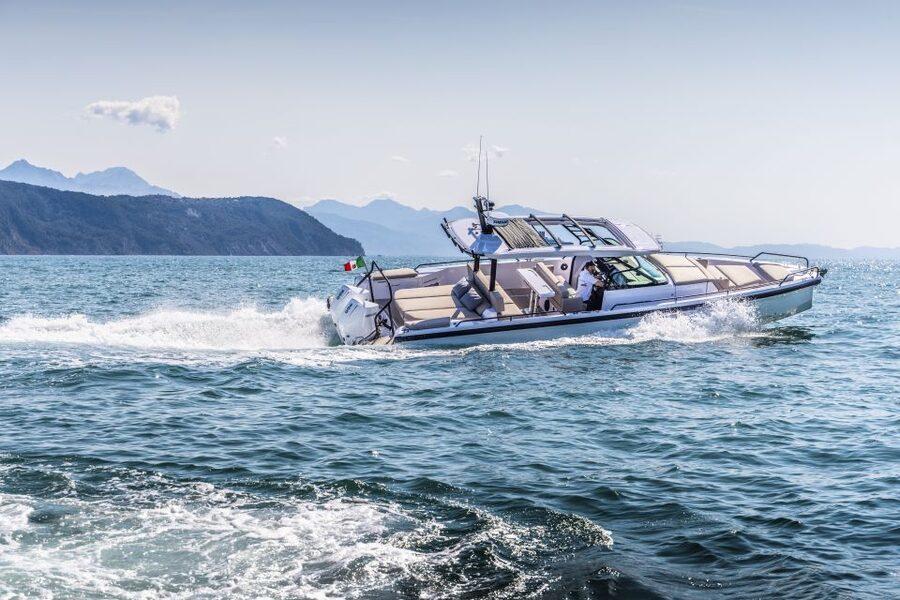 The Fastest All Inclusive Private Motor Yacht in Santorini - Axopar 37 Sun Top: your private deck setup for real relaxation