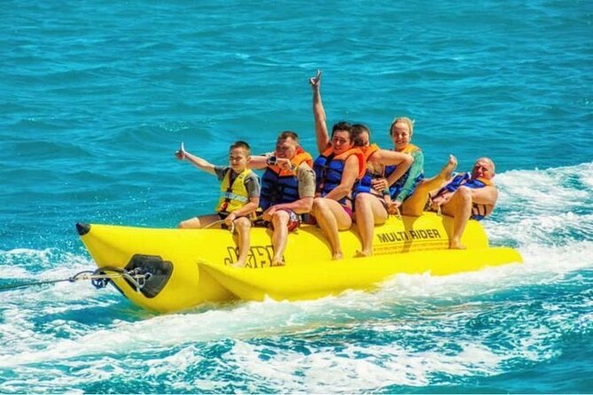 VIP Luxury yacht Snorkeling &Discover Orange Bay island _hurghada - Water sports on the return: banana boat and Super Thriller