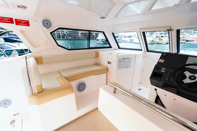 Yachting in Dubai: Book 36 ft Yacht Charter up to 10 people - Where You Meet: Marina Walk Dock Details